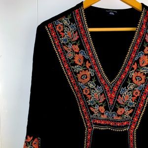 Black Shirt with Colorful Lace Design